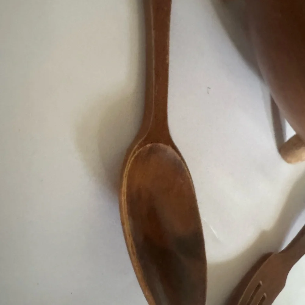 Vintage Woodcrofty Wooden Dining Set - Bowl, Spoon, and Fork